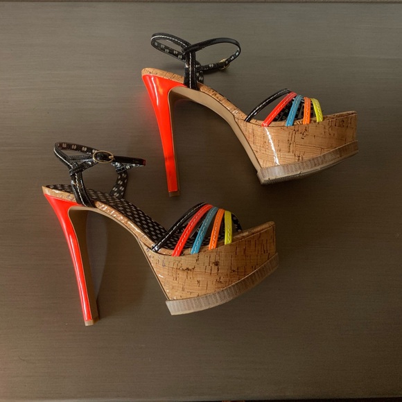 Multi-colored Neon High Heel Sandals - Picture 1 of 6